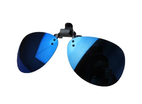 Royal blue mirror retro polarized clip-on flip-up plastic sunglas…