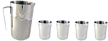 Bhalaria Stainless Steel Lemon Set of 5 (1 Jug with 4 Glasses)