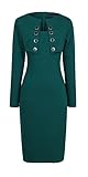 Homeyee Women's Sexy Fashion Long Sleeve Wear to Work Bodycon Dress B10 (Large, Turquoise)