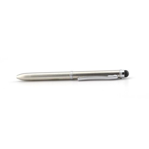Chrome Multi-function Executive Stylus Pen 2-in-1 Combo; Dual purpose Capacitive Stylus and Ballpoint Pen, Sleek Brushed Chrome Finish with Gold Accents, 2 ink colors in one (blue/black and red), for all iPhone, iPad, Smartphone, Tablet, Touchscreen (Chro - Thumbnail 4