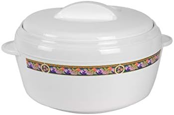 Kitchen Cocina - Hot Pot Casserole - White - Stainless Steel Inside - Different Sizes - Keeps Steaming Hot - Durable - Easy to Clean (2500 ml / 2.6 qt / 2.5 L)