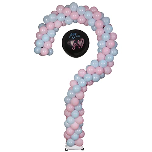YALLOVE Metal Question Mark Balloon Stand for Baby Gender Reveal, 7.75 Feet Height Adjustable Balloon Arch Frame for Boy or Girl Party Decoration