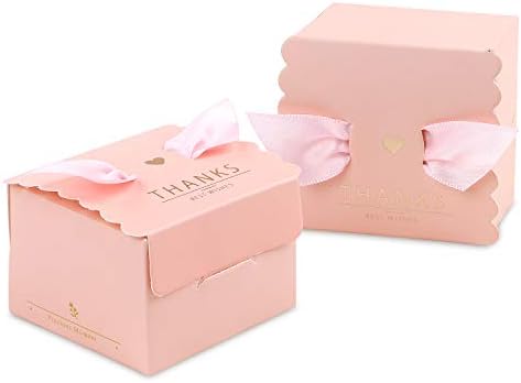 FEIYI 50 PCS Angel Wings Designed Chocolate Candy Gift Boxes for Wedding, Baby Shower, Birthday, Kids Party, Bridal Shower, Garden Party, and Festival Celebration Favor Boxes (Pink)