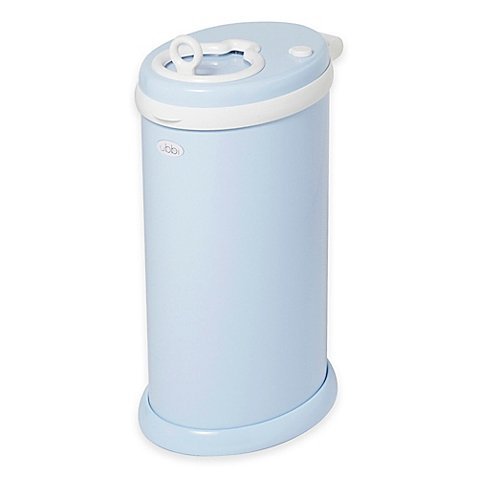 UbbiÂ® Diaper Pail in Light Blue Powder-coated Steel Design
