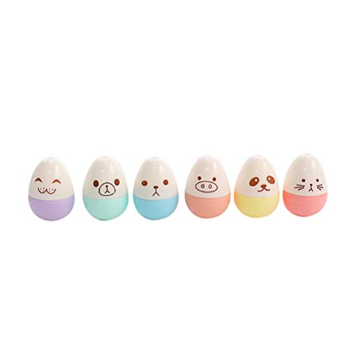 Barthylomo 6Pcs Little Lovely Eggs Head Marker Pens Chisel Tip Colorful Fluorescent Highlighter Marker Pens for Marking, Graphic Drawing, Office Tools, Learning Tools