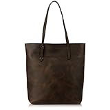 YALUXE Women's Vintage Style Crazy Horse Leather Work Tote Shoulder Bag (UPGRADED 2.0)