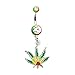 Jamaican Pot Leaf Belly Ring Dangle Belly Button 14G 3/8