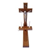 10" Wood Cross Sick Call Set Crucifix Candles holy