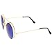 zeroUV Mid Size Flip-Up Colored Mirror Lens Round Django Sunglasses 49mm (Gold/Blue Mirror)