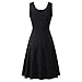 Herou Women Summer Beach Casual Flared Midi Tank Dress (Small, Black)
