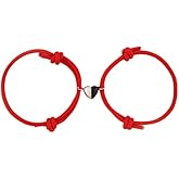 Colorful Love Heart Bracelets Set Braided Rope Mutual Attraction Relationship Astronaut Adjustable Cord for Boyfriend Girlfriend Couples Jewelry-Red