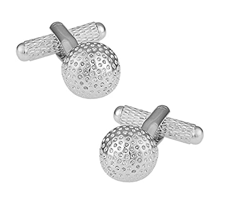 Silver coloured golf ball cufflinks in a presentation box, for the smart golfer - team up with our golfing ties and bow ties