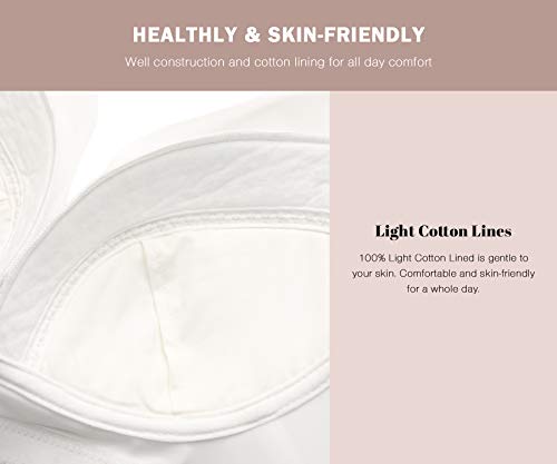 HANSCA Women's Push Up Wirefree Bra Lightly Padded Full Cup Cleavage Bra Plus Size Comfort (White, 34B) - Thumbnail 5