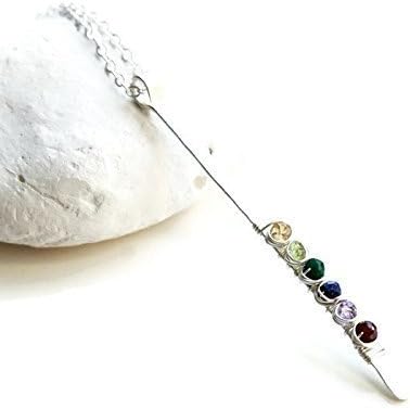 Birthstones bar necklace, vertical sterling silver bar with gemstones. Mother's or Grandmother's gift. Choose your birthstones. Custom made necklace.