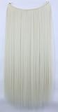 SWACC Straight/Curly Halo Wire Hidden Hairpiece Flip Synthetic Hair Extensions NO Clip Ins 80G (22-Inch Straight, Platinum Blonde-60#)