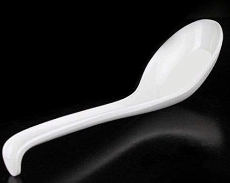White Melamine Spoon For Ramen Vietnam Pho Noodle Soup 6 Pieces