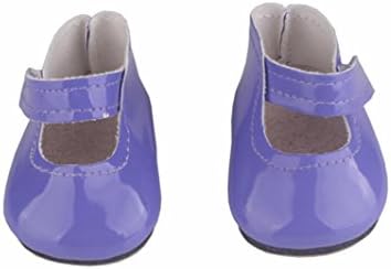 Prevently New Fashion Mini Soild Color PU Shoes Party Clothing for 18 inch AG American Girl Our Generation Doll DIY Accessories Kids Gifts (Purple)