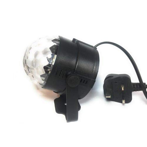 MSC LED Rotating Disco Ball Mini Plug in Stage Light - Rotating RGB Party Light Crystal Ball Sound Activated Bulb 1 Pack