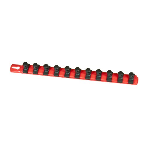 Ernst Manufacturing 13-Inch Socket Organizer with 11 1/2-Inch Twist Lock Clips, Red