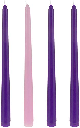 YIH 4 pcs Unscented 10 Inch Christmas Advent Taper Candle, Holidays, Church, Celebration, Party, Home DÃ©cor & More