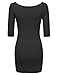 JJ Perfection Women's 3/4 Sleeve Solid & Striped Mini Bodycon Dress