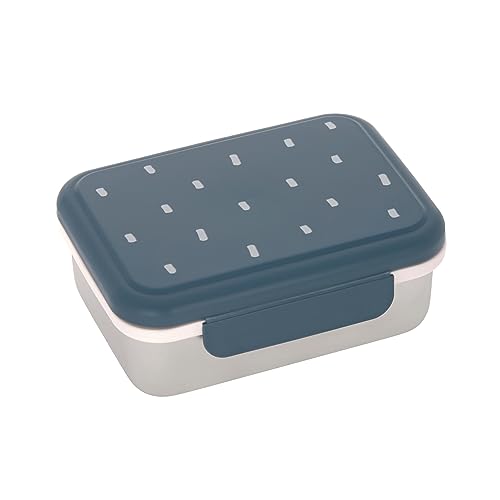 LAESSIG Childrens Lunch Box Stainless Steel Lunch Box Breakfast Box Sustainable Nursery School Happy Prints Midnight Blue