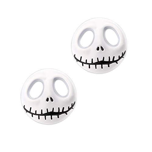 2x Skull Pumpkin Face Emblem Jack Skellington Auto Car Styling/Motorcycle Metal Badge Sticker Decoration (White)