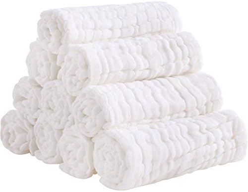 FIFY Waterproof Baby Diaper Changing Mat Nappy Changing Pad Neonate diaper 10 layer thickening, non folding gauze diaper, baby diaper 46X17CM (ten pack)