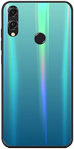 Fantasydao Compatible with Huawei Honor 8X Case Gradient Colorful Laser Aurora Glass Back Cover + Soft TPU Bumper Frame Holographic Rainbow Bling Glitter Case for Huawei Honor 8X(Green)
