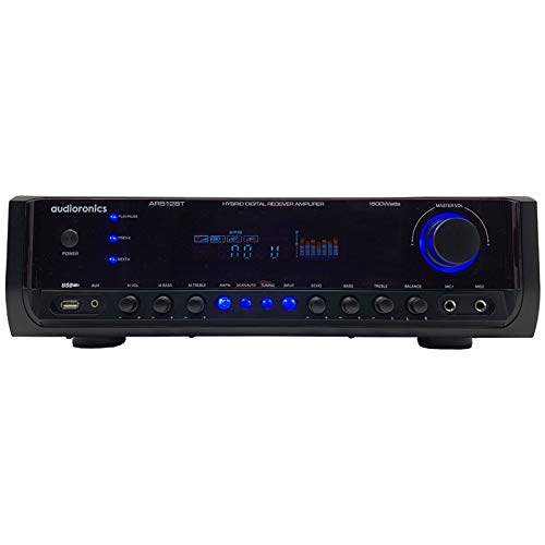 Audioronics AR512BT Digital Spectrum Bluetooth Integrated Amplifier & Pre-Amp Stereo Recevier w/ 1500-Watts Peak Power