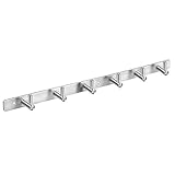 Amzdeal Coat Hook Wall Mounted 304 Stainless Steel Heavy Duty Coat Rack Door Hooks Bathroom Towel Hooks with 6 Hooks can Hold 30kg(66lb)