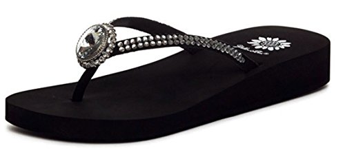 yellow box sandals with rhinestones