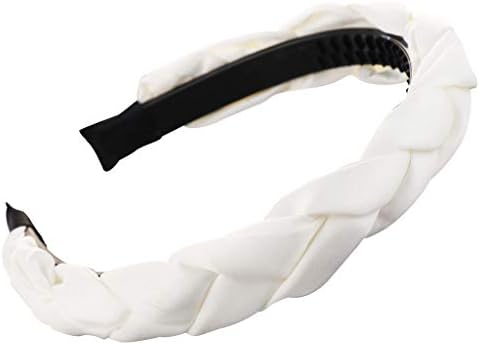 Wide Braid Headbands Knot Turban Headband Fashion Elastic Hairband Hair Accessories for Women and Girls (White)