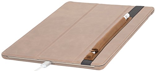 StilGut Pencil Holder, Genuine Leather Sleeve with Charging Slot (for Lightning Adapter) for Apple Pencil, compatible with Apple iPad Pro 12.9 " Cases, Cognac Vintage