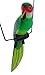 Hand Painted Wood Green Parrot Bird Hanging Statue 23 Inch