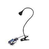 Snkey 360 Degree Adjustable, USB LED Book Light, Flexible Goose Neck Headboard Reading Desk Lamp, Clip on Light with US Adapter (Cold White Light, Black)