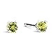 Tiny Birthstone Gemstone Post Stud Earrings in Sterling Silver | Multiple Color Choices & Sizes | Birthday Earrings for Women (3mm, August | Lime Green Peridot)