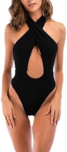 security Women One-Piece Halter Thong Monokini Trikini Bathing Suit