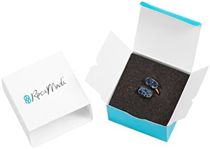 Roca Moda Gold Plated Oval Shape Genuine Crystal Druzy Adjustable Bar Ring, Cobalt