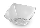 Zappy 8 Square Clear Plastic Serving Bowls 8 oz Heavyweight Disposable Condiment Bowl, Candy Bowl, Dessert Bowls Clear Bowls | Perfec Salad Bowl, Rice Bowl, Sugar Bowl, or Fruit Bowl for cut fruit