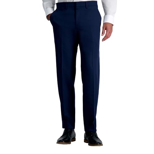 Louis Raphael Men’s Premium Stretch Straight Fit Dress Pants, Midnight Blue
