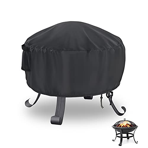 Iptienda Fire Pit Cover, Firepit Covers Waterproof Round Fireplace Cover Gas Fire Pit Covers-58x58cm