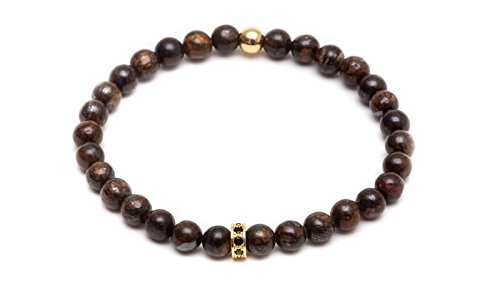 Zenger natural 6mm grade aa beaded bracelet (bronzite)