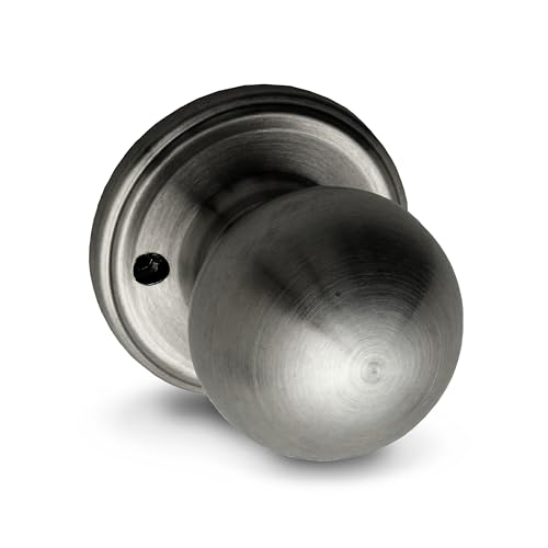 Copper Creek Dummy Interior Door Knob – ANSI Grade-3 Certified, Modern Heavy Duty Handle, Easy Install and Reversible for French Doors & Closets, Non Turning – Antique Nickel (1 Pack)