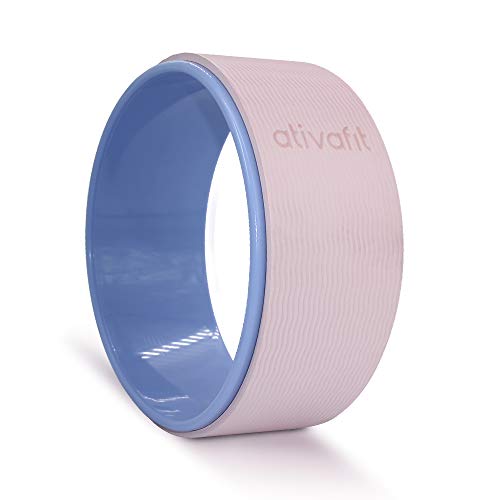 ATIVAFIT 13″Yoga Wheel Exercise Wheel Prop for Release Chest and Shoulders Back Wheel Durable Dharma Yoga Wheel for Stretching and Improving Yoga Poses Yoga Roller Wheel 13 x 5 inch Pink & Blue