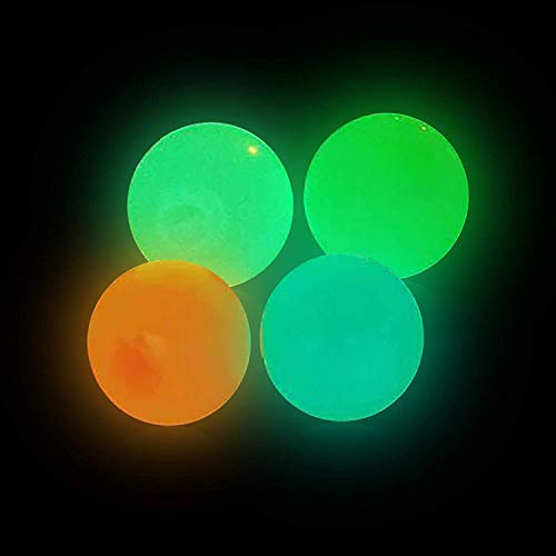 4 Glow Stress Relief Balls Sticky Ball, Stick to The Wall and Slowly Fall Off, Glow Stress Relief Toys for Kids and…