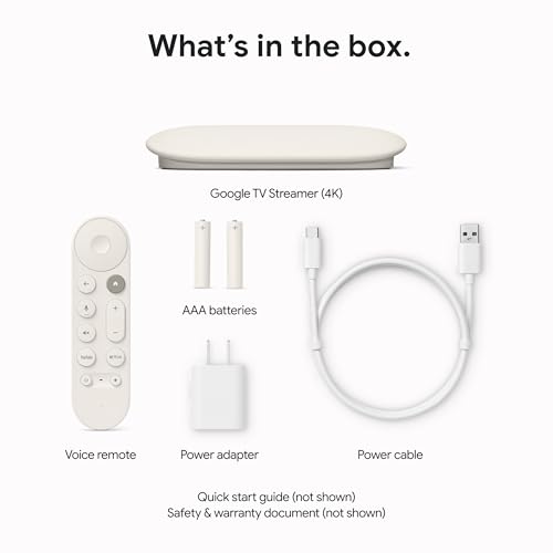 GOOGLE TV STREAMER 4K – FAST STREAMING ENTERTAINMENT ON YOUR TV WITH VOICE SEARCH REMOTE – WATCH MOVIES, SHOWS, LIVE TV, AND NETFLIX IN 4K HDR – SMART HOME CONTROL – 32 GB OF STORAGE – PORCELAIN