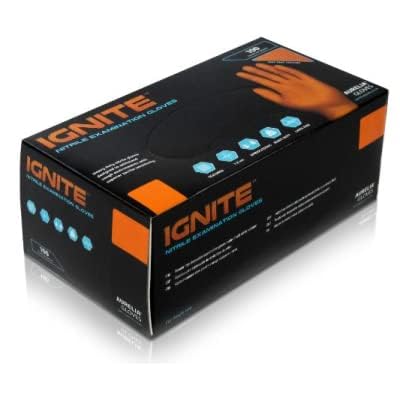 IGNITE STRONG ORANGE NITRILE, POWDER FREE, DISPOSABLE, EXTRA STRONG - BOX OF 100 - UK SELLER (Extra Large)