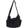 Canvas Messenger Bag Large Crossbody Bag with Multiple Pockets Canvas Shoulder Tote Bag for Women and Men