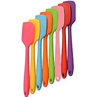 TWDRer 8 PCS Silicone Spatula Heat Resistant Non-Stick Flexible Rubber Solid Stainless Steel Kitchen Essential Gadget Premium Scraper Scrapers Bakeware Tool Essential Cooking Gadget